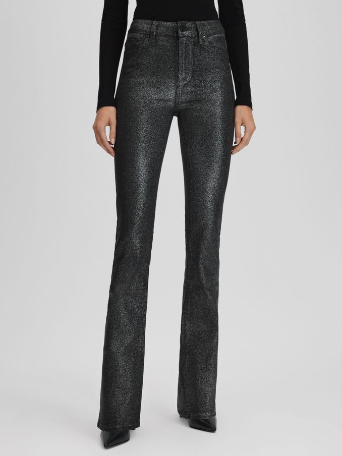 Paige High Rise Sparkly Trousers in Black/Silver (Q92008) | €223