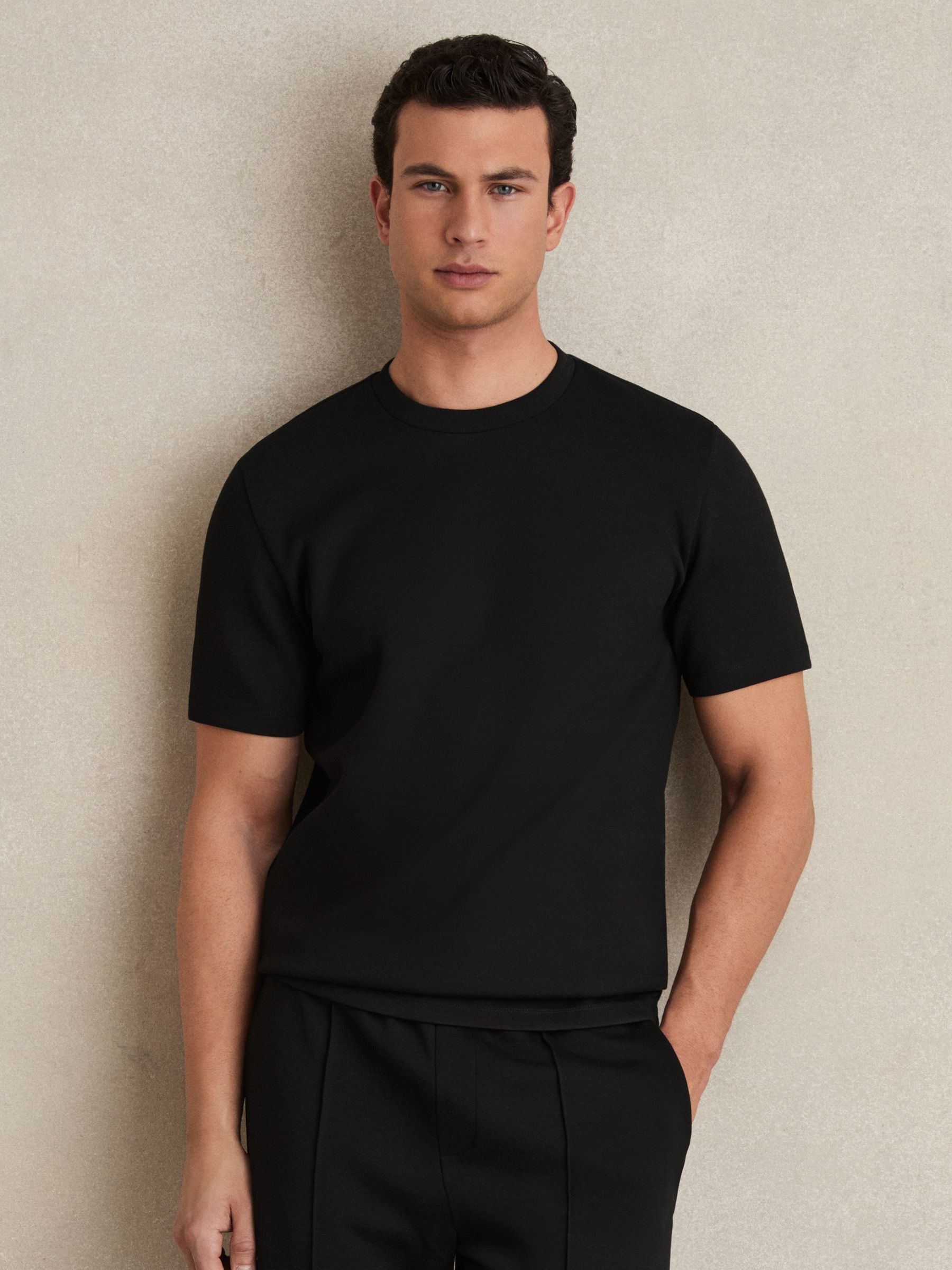Interlock Jersey Crew Neck T-Shirt in Black (Q94189) | €95