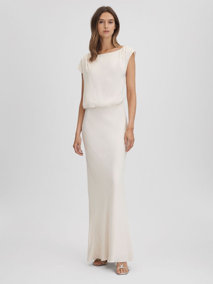 Draped Maxi Dress in Ivory (Q94247) | US$173