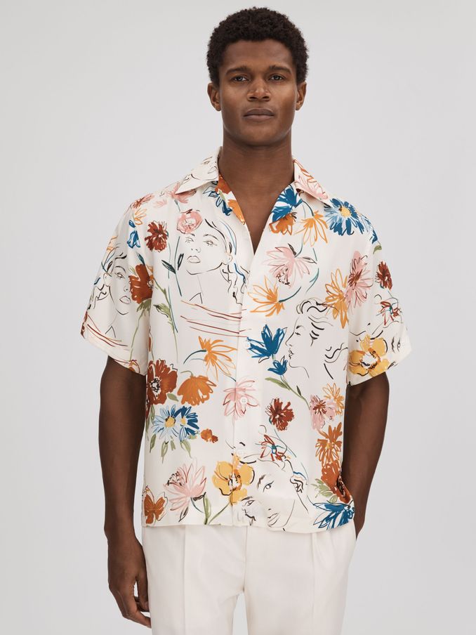 Printed Cuban Collar Shirt in Multi (Q96513) | SGD 97