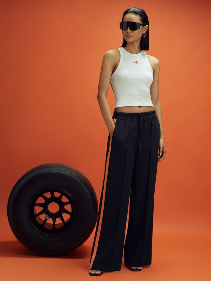 McLaren F1 Side Stripe Drawstring Trousers in Navy/Papaya (Q96631) | AED437