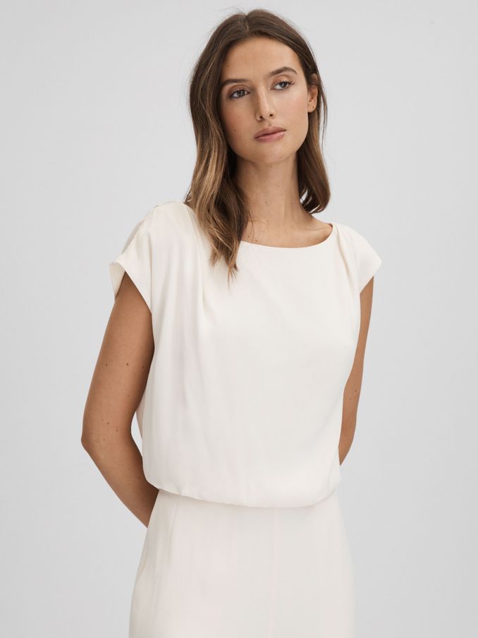 Draped Jumpsuit in Ivory (Q97181) | $219