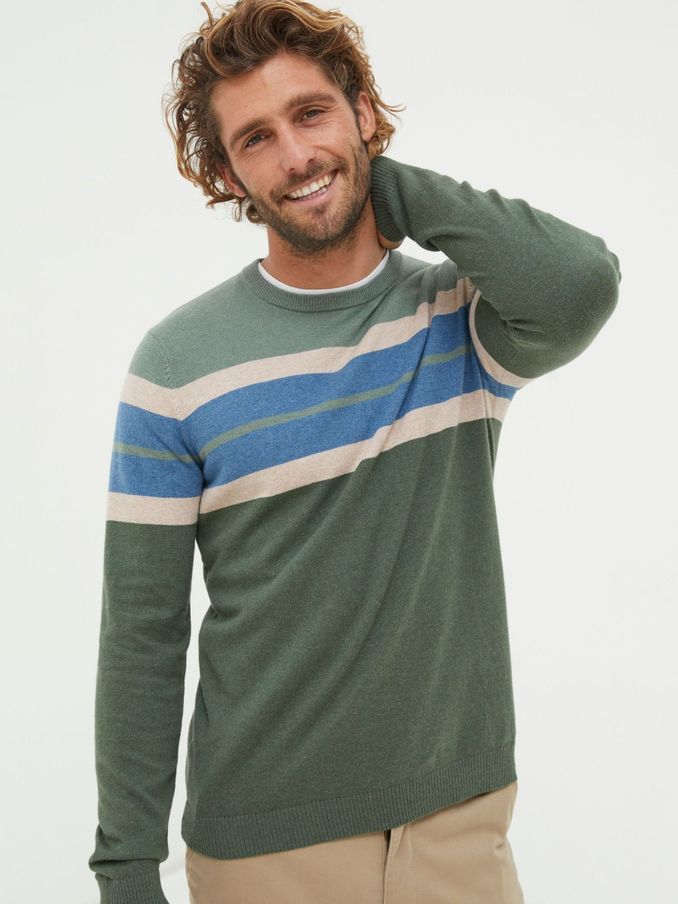 Green Chest Stripe Crew Jumper (Q97479) | €26