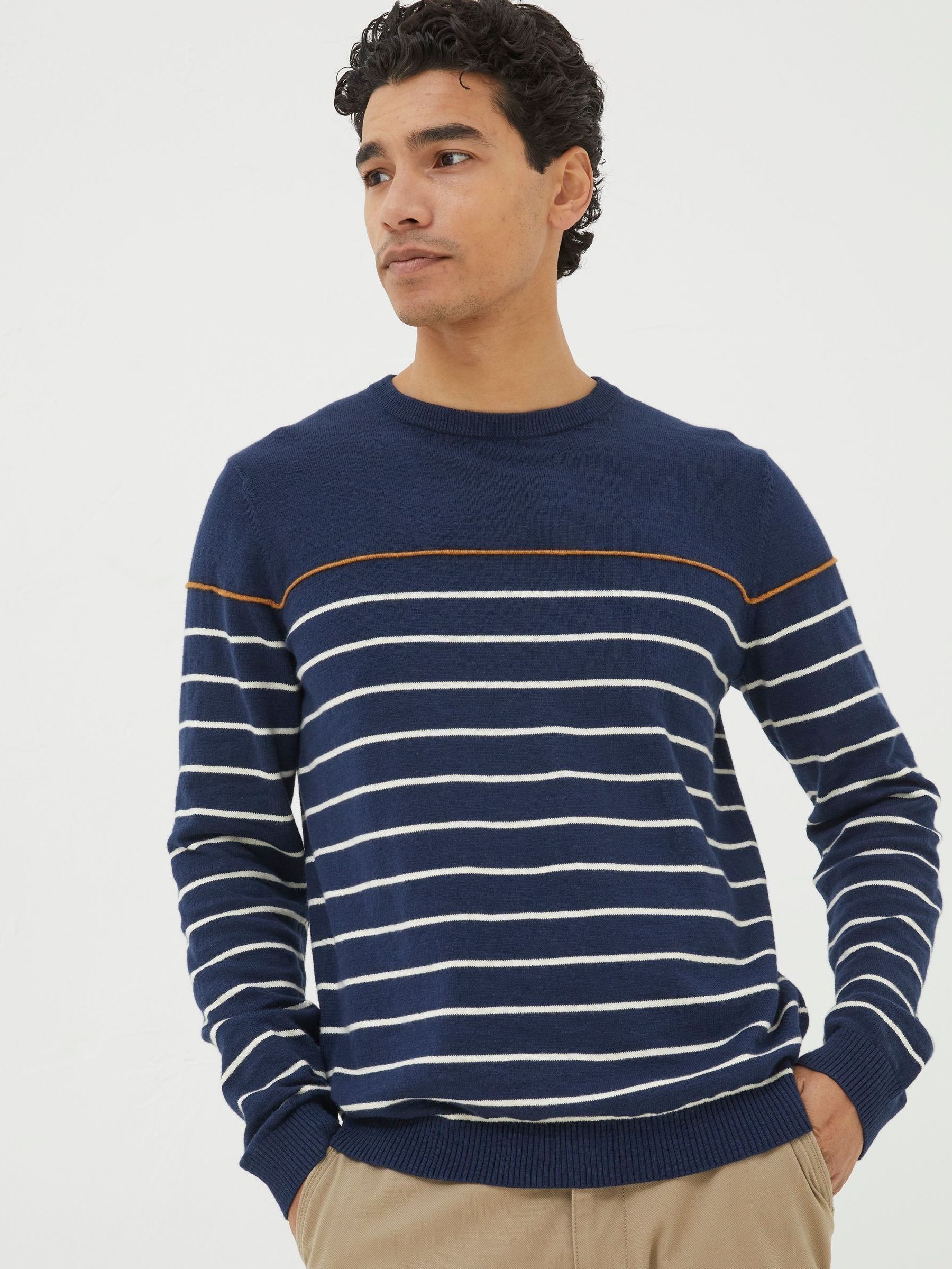 Braunton Blue Stripe Crew Jumper (Q97522) | €36