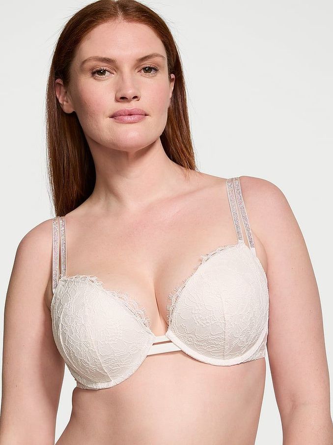 Coconut White Lace Push Up Double Shine Strap Bra (Q97978) | €26