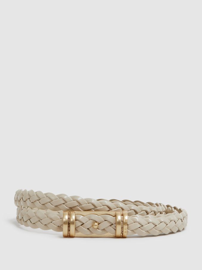 Thin Leather Belt in Cream (Q99136) | HK$491