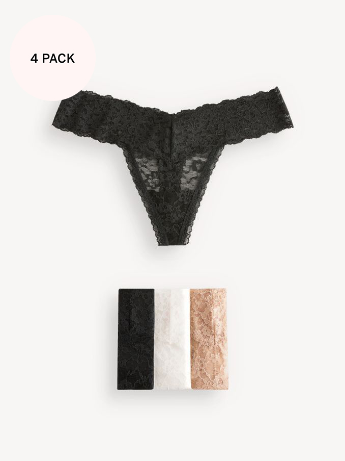 Black/Nude/White Thong 4 Pack Knickers (Q99591) | €22.50