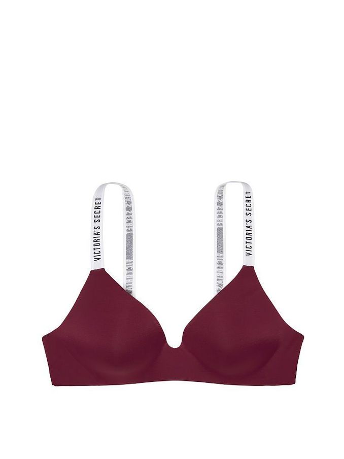 Burgundy Purple Smooth Logo Strap Lightly Lined Non Wired T-Shirt Bra (R73855) | €11