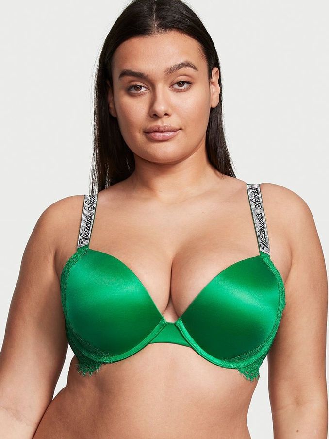 Verdant Green Smooth Shine Strap Push Up Bra (R74608) | €33