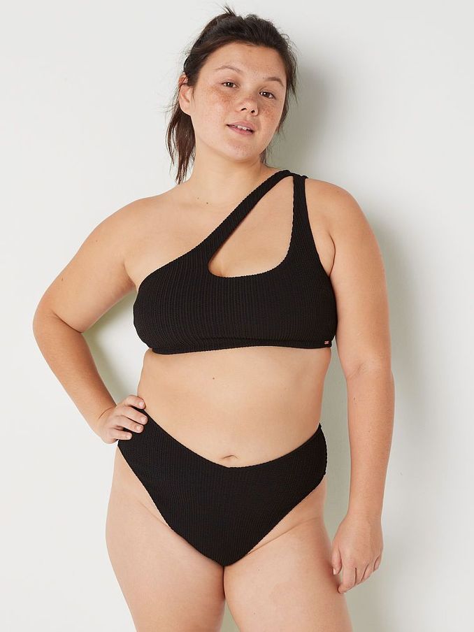 Black Crinkle One Shoulder Bikini Top (R74980) | €22