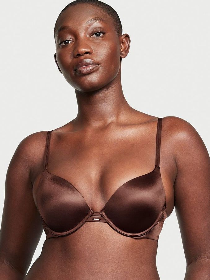 Dark Brown Smooth Plunge Push Up Bra (R75008) | €20