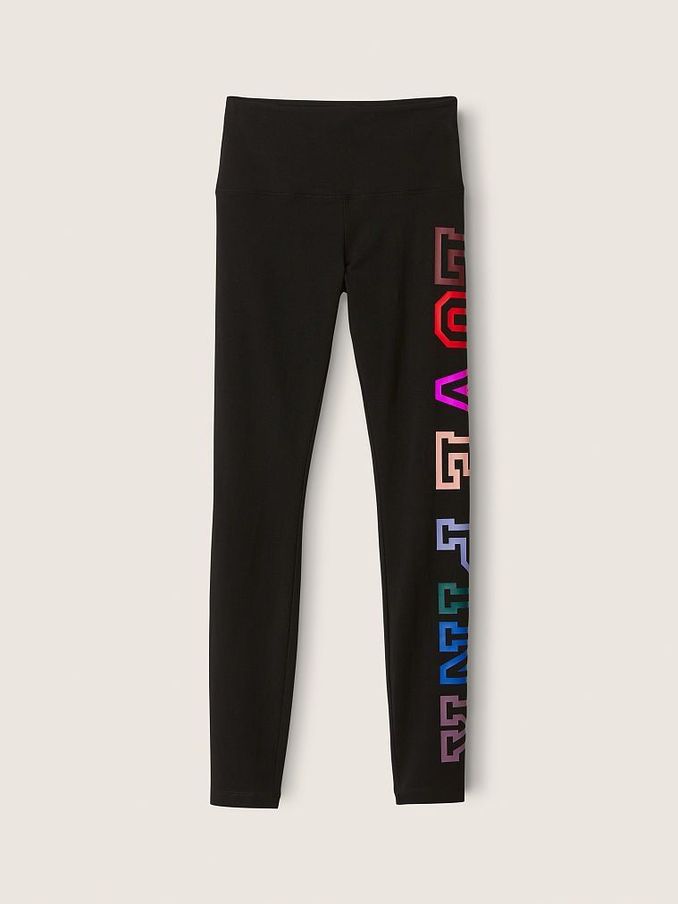 Pure Black With Rainbow Love Pink Cotton High Waist Full Length Legging (R82258) | €13