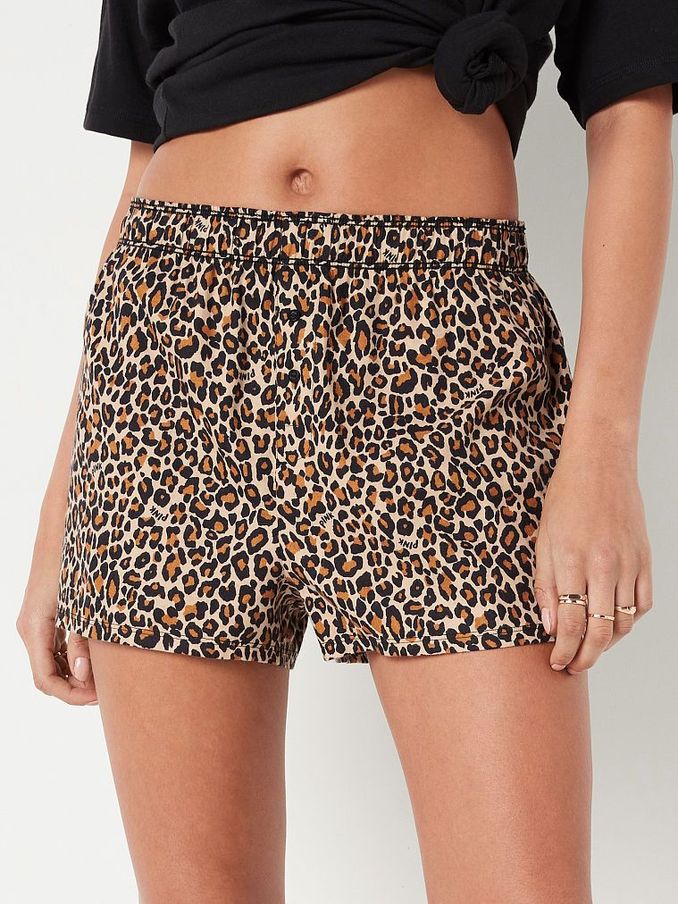 Leopard Brown Flannel Pyjama Short (R82484) | €22.50