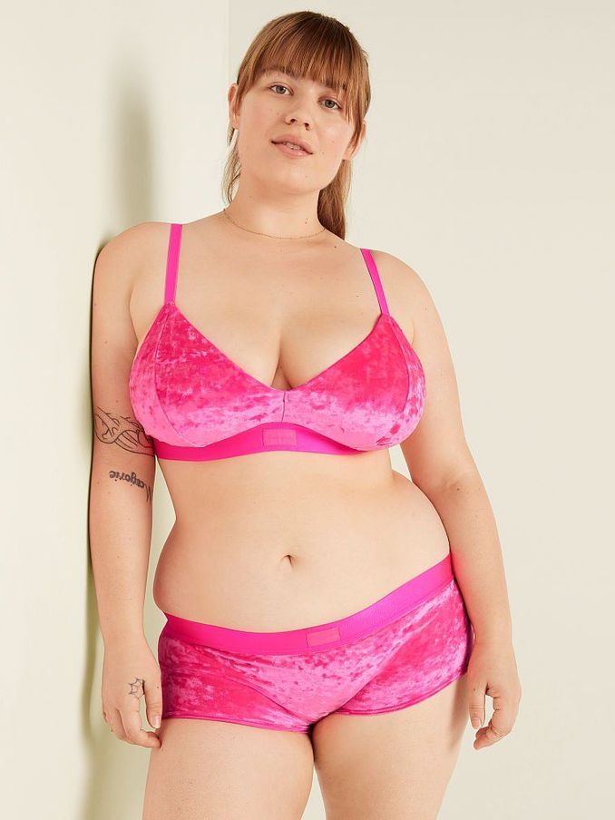 Atomic Pink Fuller Cup Velvet Unlined Triangle Bralette (RF3466) | €11