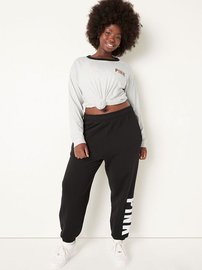 Heather Stone Grey Leopard Dog Logo Cotton Long Sleeve Campus Ringer TShirt (RG9696) | €11