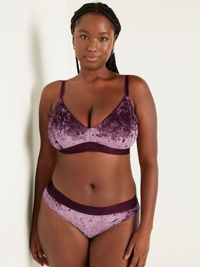 Rich Maroon Purple Fuller Cup Velvet Unlined Triangle Bralette (RH4953) | €11