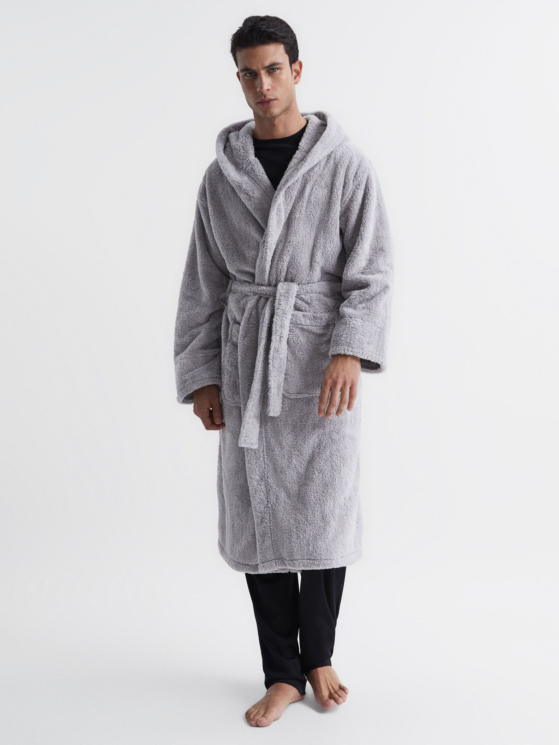 Towelling Bath Robe in Soft Grey (T30874) | KWD20
