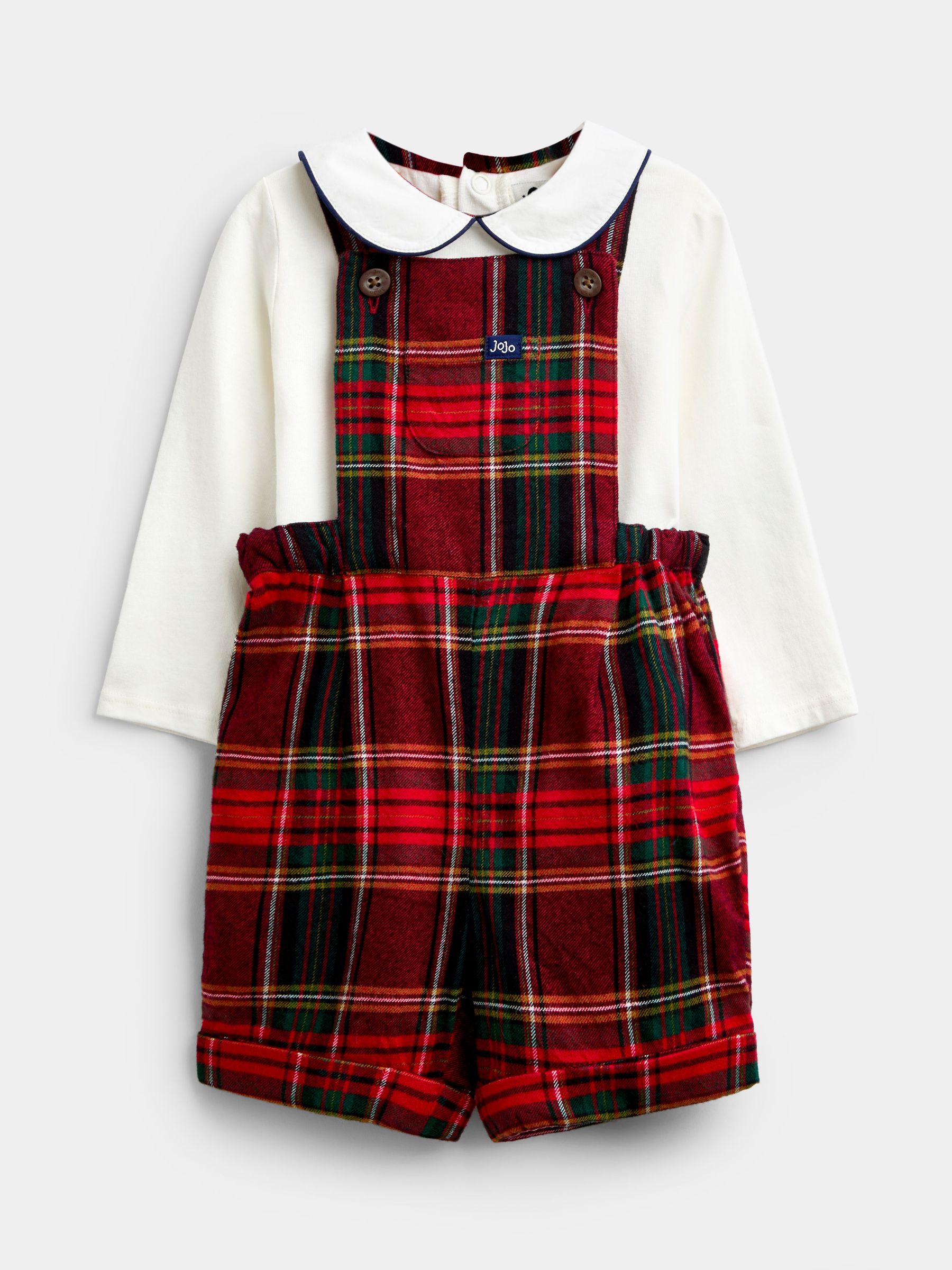 Dark Red Tartan - Dungarees & Top Set
