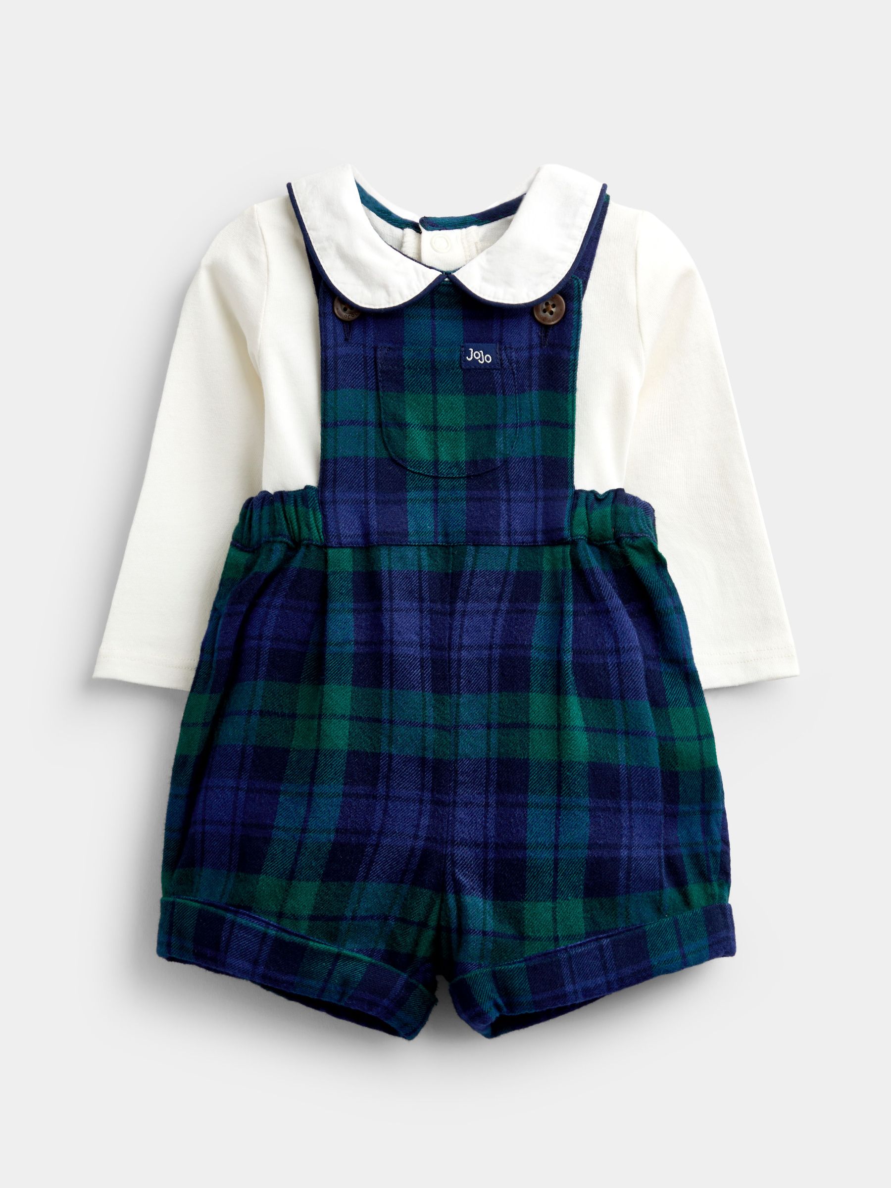 Dark Green Tartan - Dungarees & Top Set