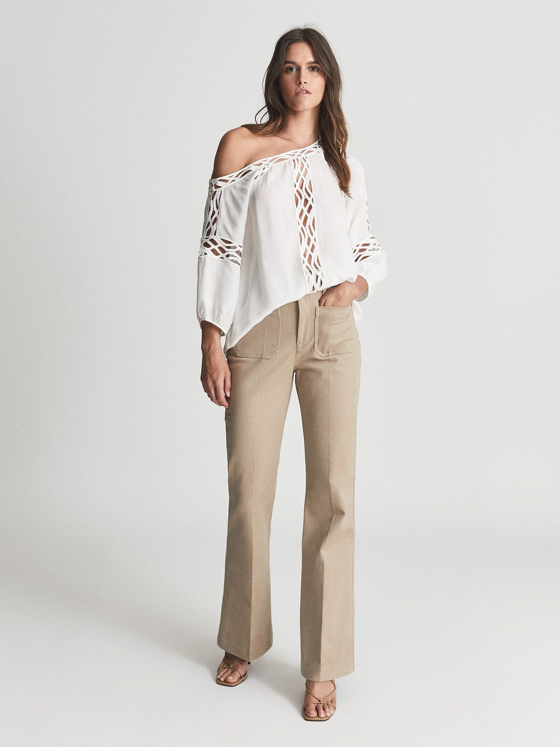 Lace Detail Blouse in Ivory (T42923) | SGD 102