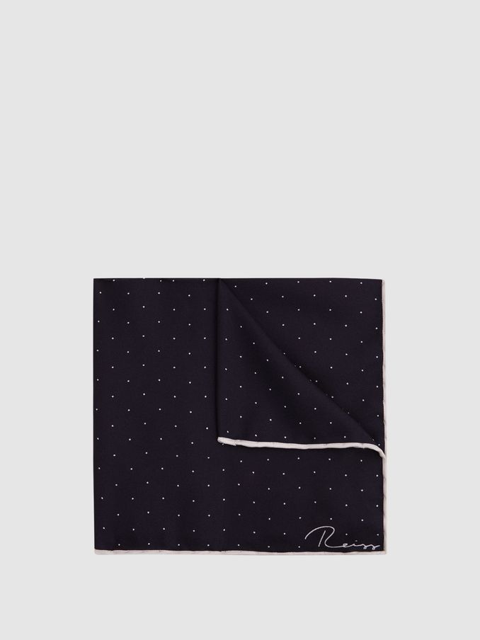 Polka Dot Silk Pocket Square in Navy (T44731) | CHF 55