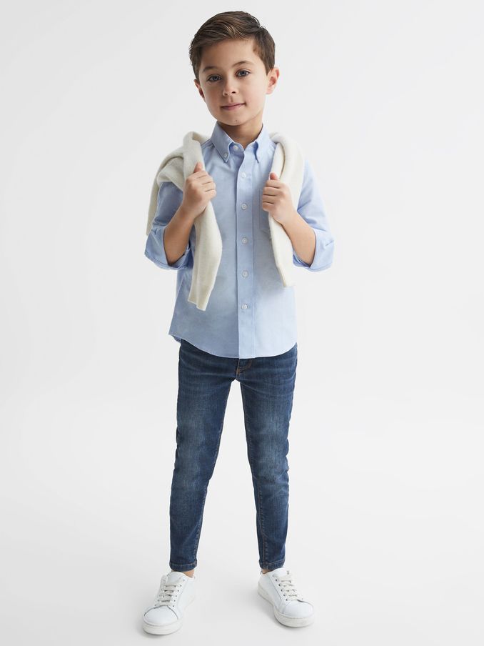 4-9 yrs Button Down Oxford Shirt in Soft Blue (T44825) | US$45