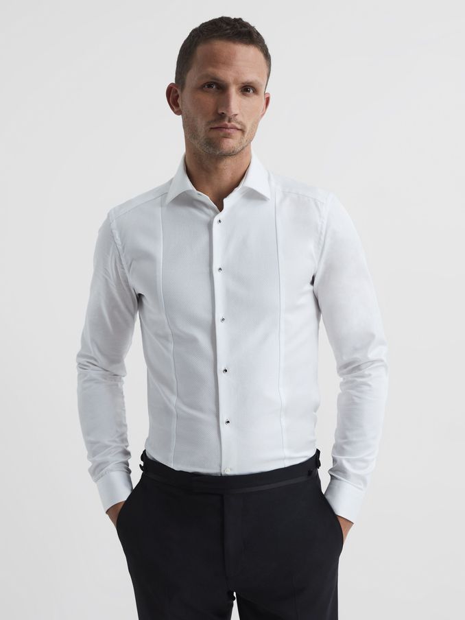 Slim Fit Dinner Shirt in White (T44878) | €170