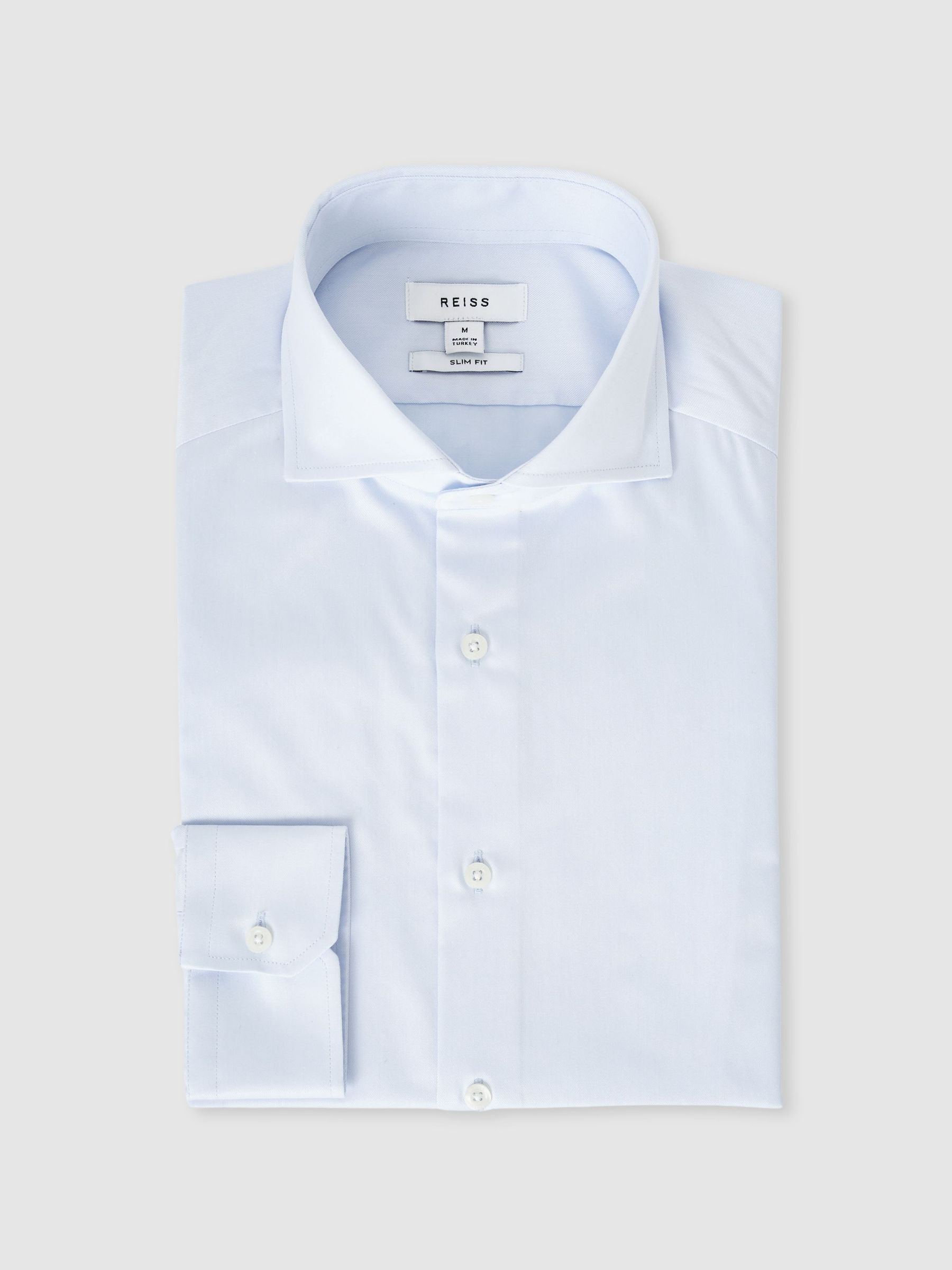 Slim Fit Two-Fold Cotton Shirt in Soft Blue (T44949) | €125