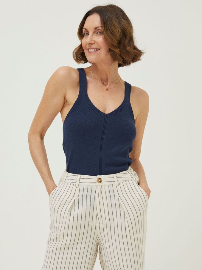 Blue Harriet Knitted Halter Cami Top (T49100) | €18