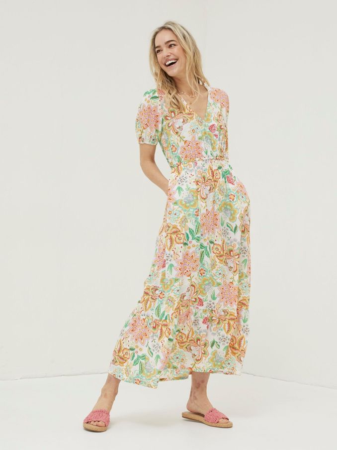 Natural Vivvie Paradise Floral Midi Dress (T49421) | €57