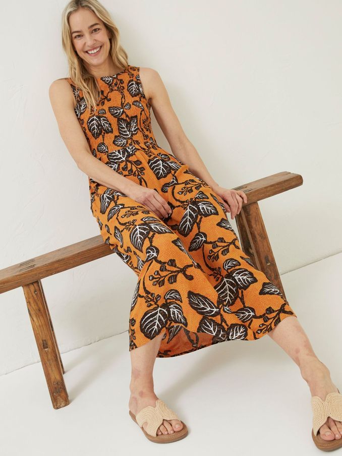 Yellow Anna Vine Floral Midi Dress (T49423) | $45