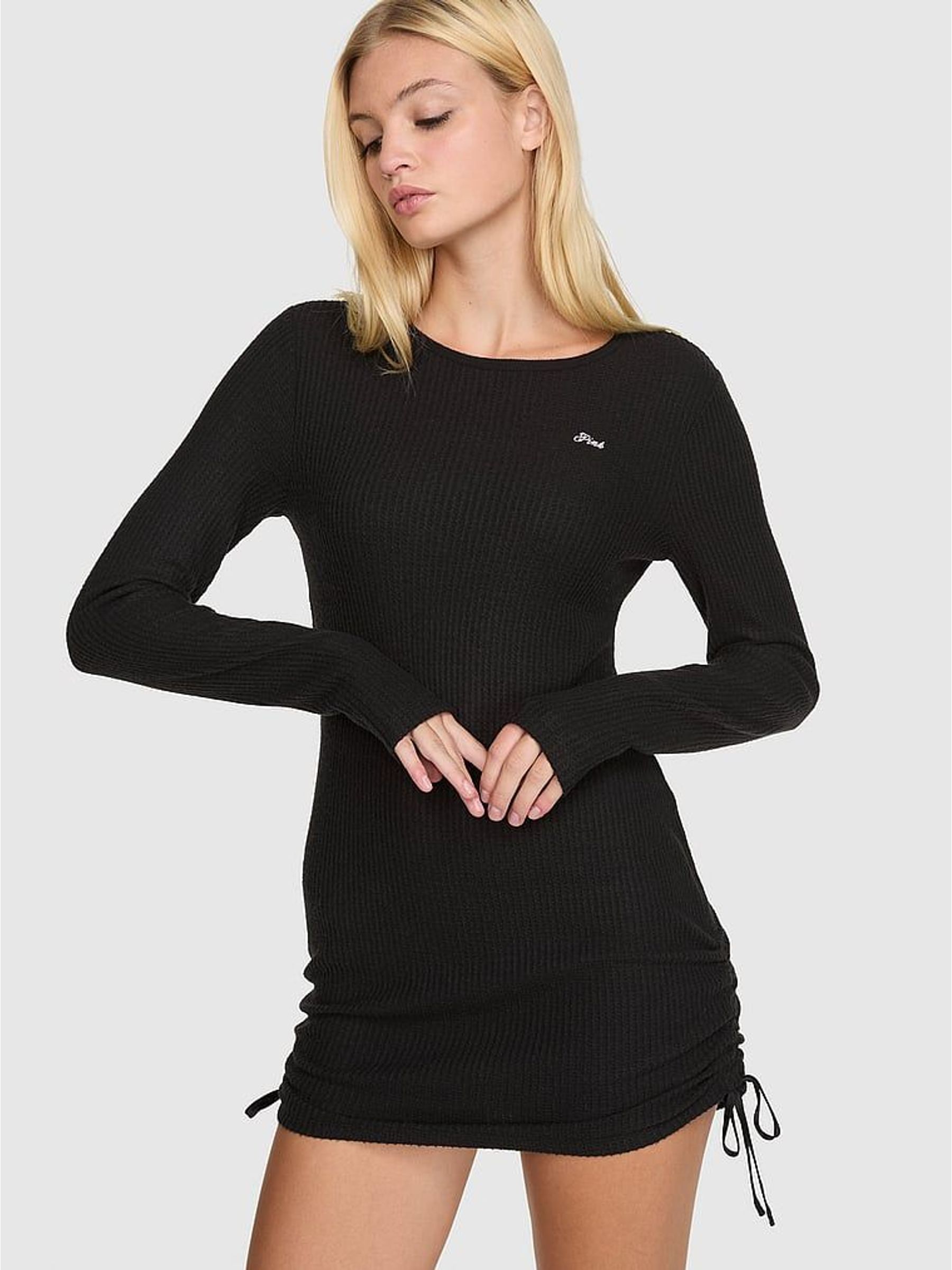 Black - Waffle Sleep Dress