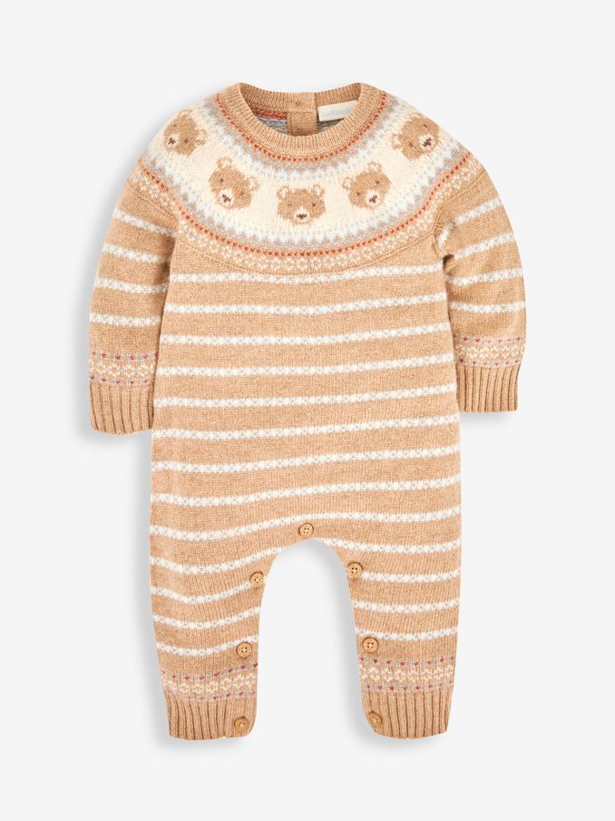 Stone Baby Bear Fair Isle Pattern Knitted All-In-One (T51046) | $26