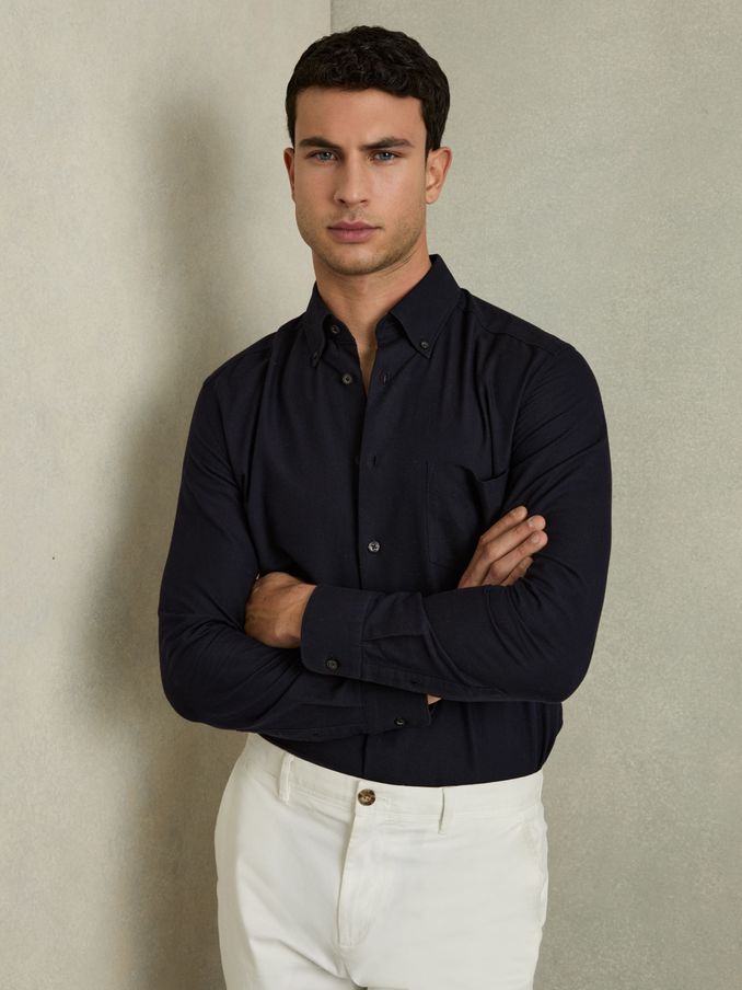Soft Wash Button Down Oxford Shirt in Navy (T53709) | €95