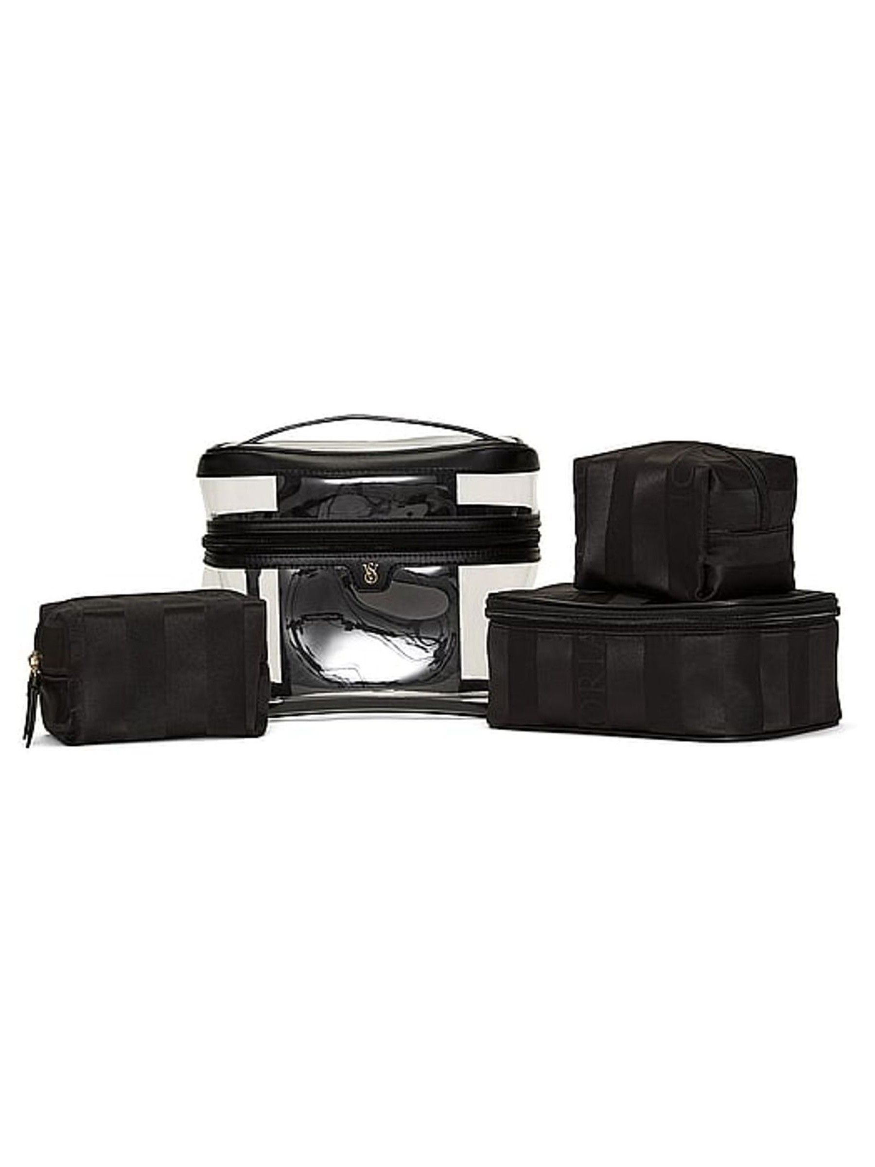 Black Leather - Makeup Bag 4 Piece