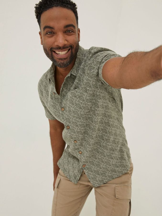 Green Dempsey Leaf Print Shirt (T54766) | €34