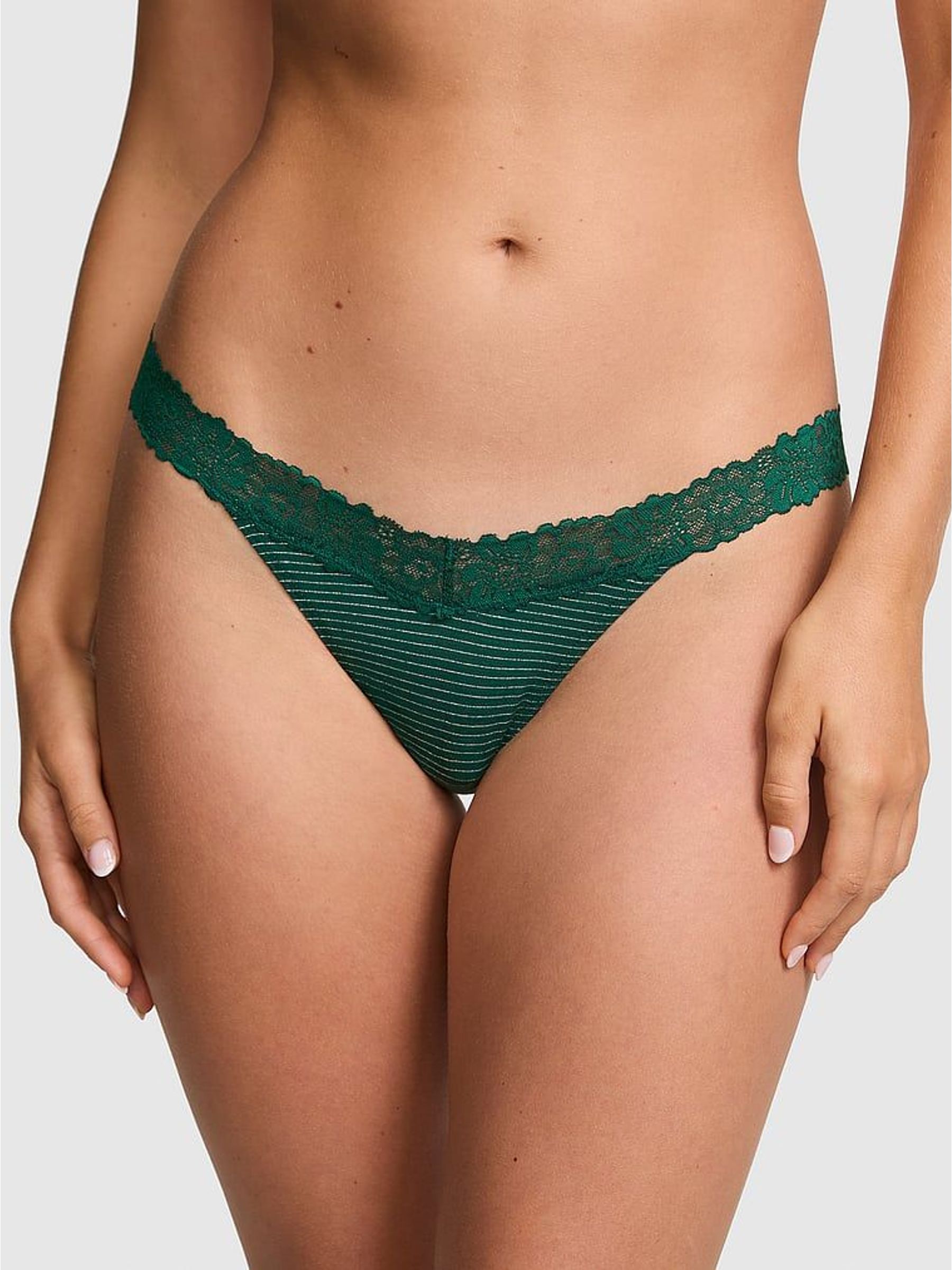 Dark Garden Green Shine - Boyshort Cotton Heather Lace Trim Knickers
