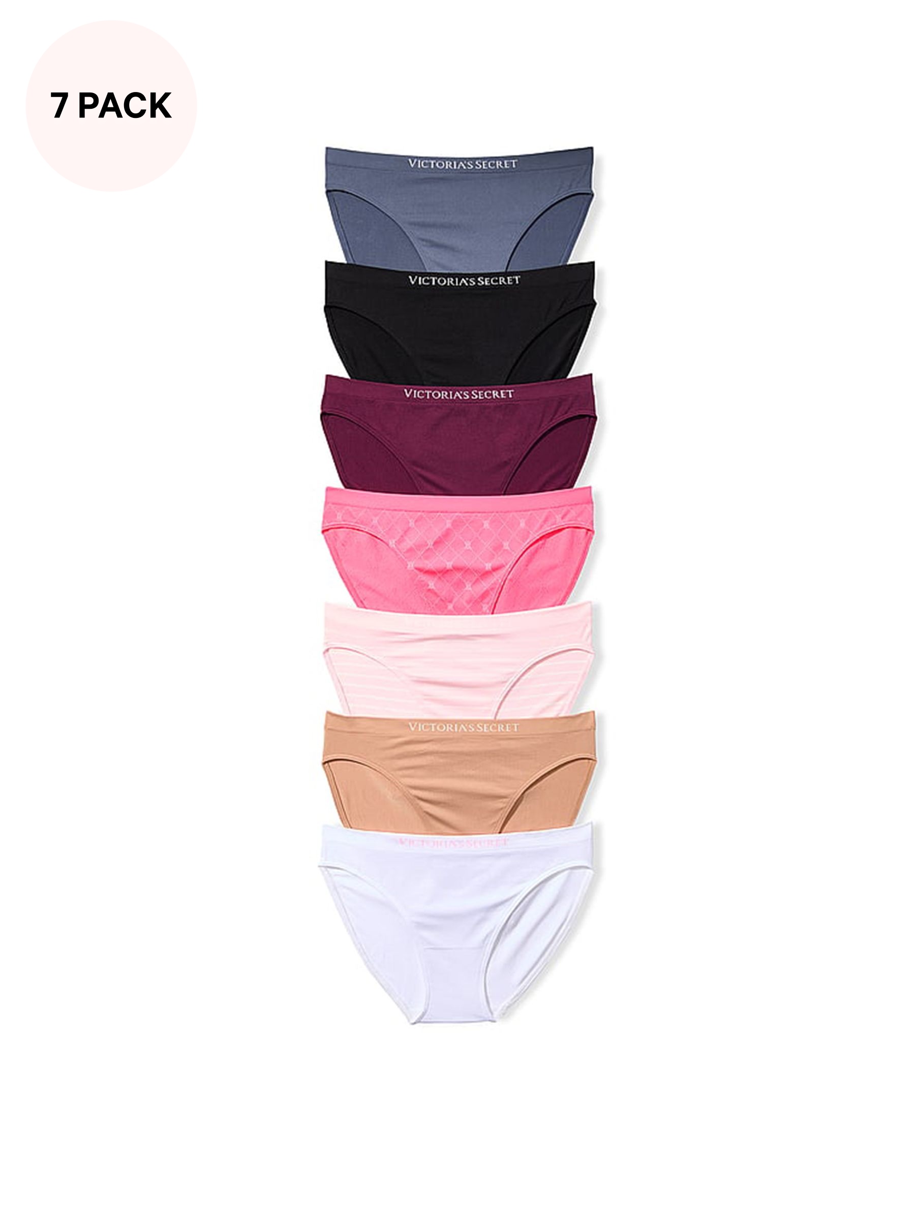 Grey/Black/Red/Pink/Nude/White - Bikini 7 Pack Knickers