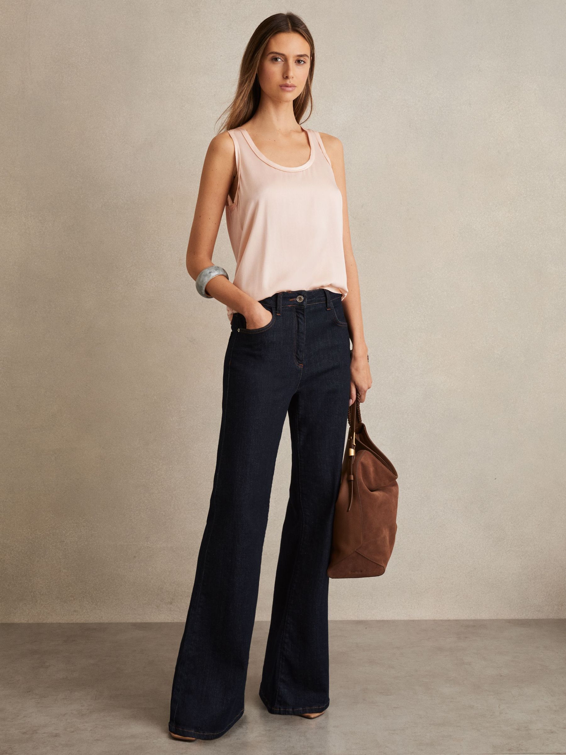 Silk Front Vest in Nude (T67530) | $175