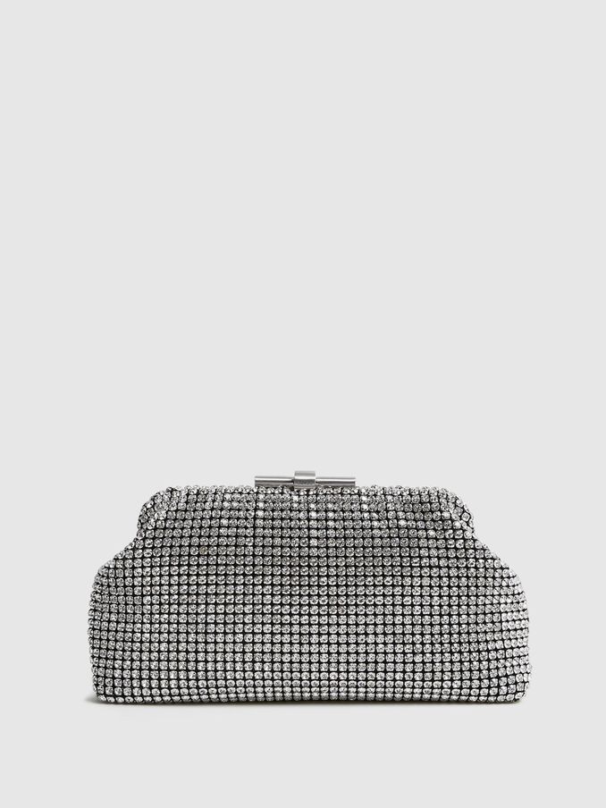 Embellished Clutch Bag in Silver (T68857) | €195