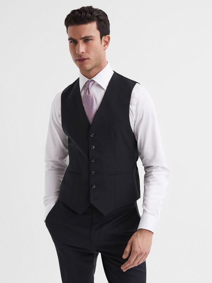 Modern Fit Travel Waistcoat in Black (T71166) | US$65