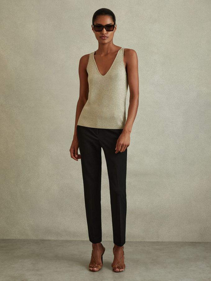 Slim Fit Tailored Trousers in Black (T74449) | US$94
