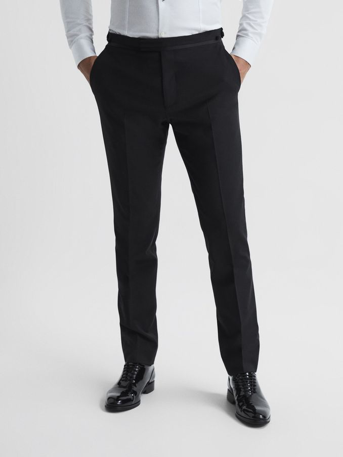 Modern Fit Tuxedo Trousers in Black (T78451) | CHF 138