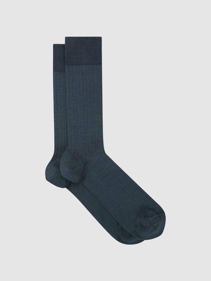 Ribbed Socks in Airforce Blue (T94127) | US$20