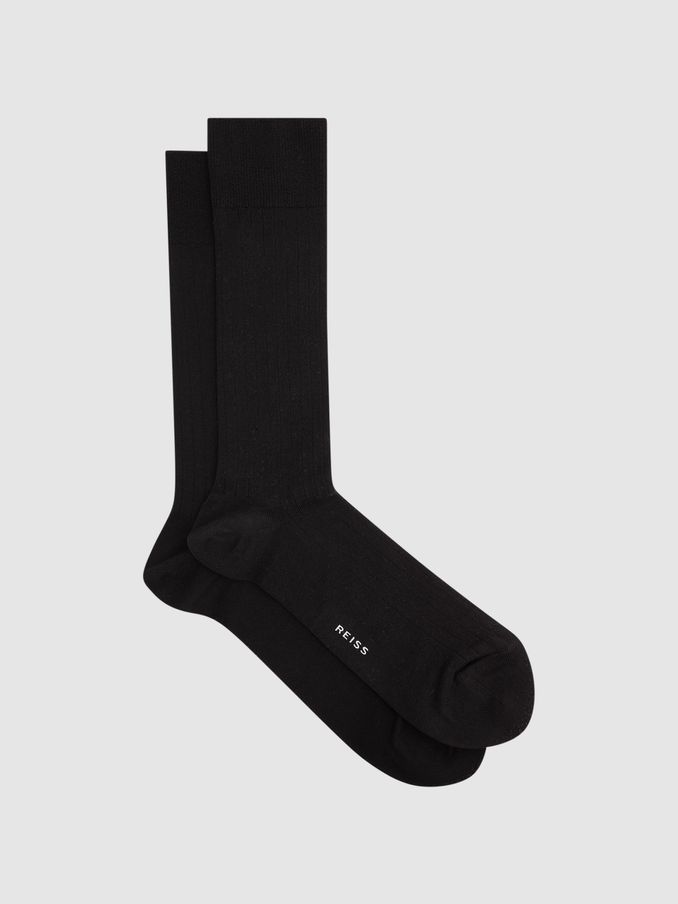 Ribbed Socks in Black (T94128) | US$20