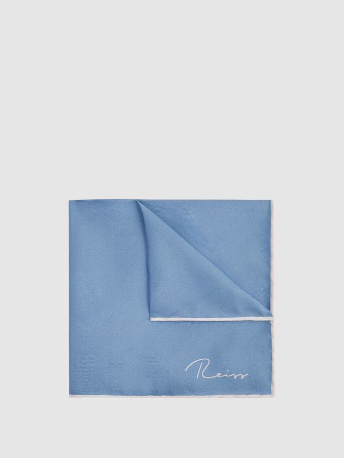 Plain Silk Pocket Square in Airforce Blue (U00827) | US$60