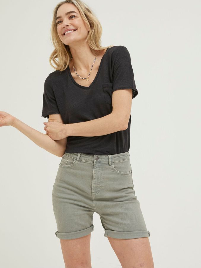 Green Darley Denim Shorts (U04406) | $32