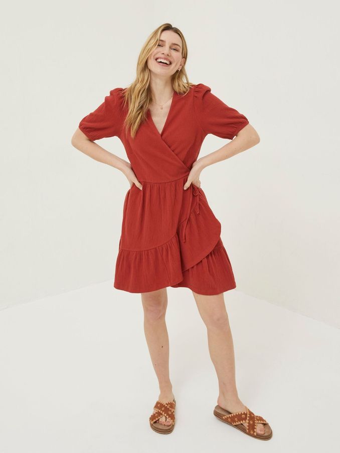 Red Danica Jersey Wrap Dress (U04499) | €31