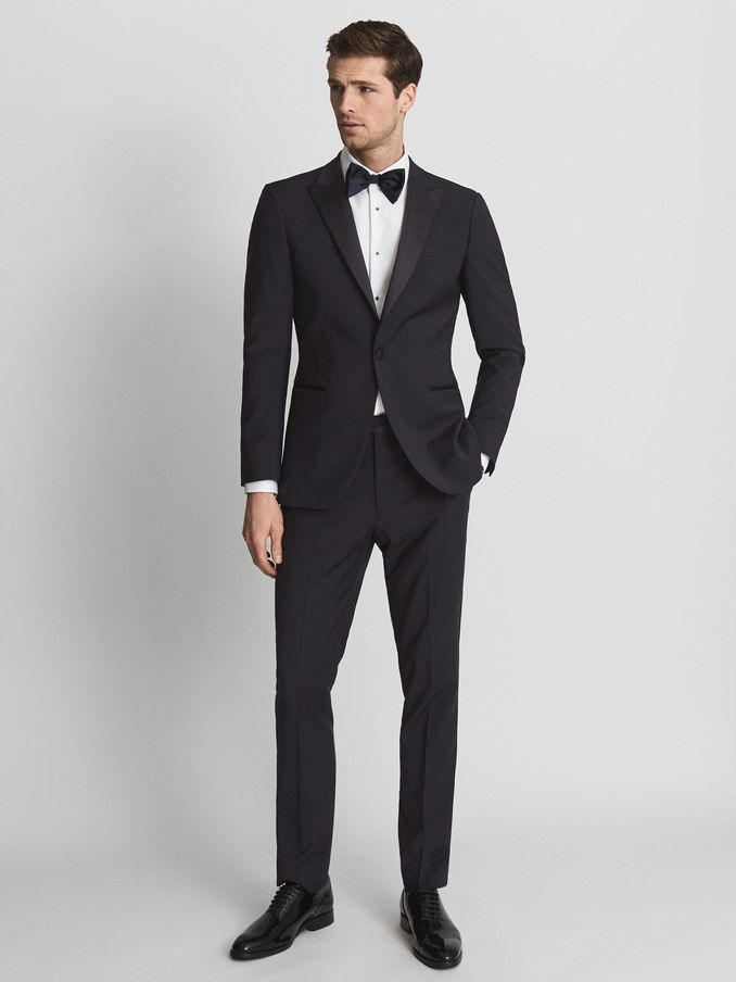 Modern Fit Tuxedo Trousers in Navy (U06185) | €111