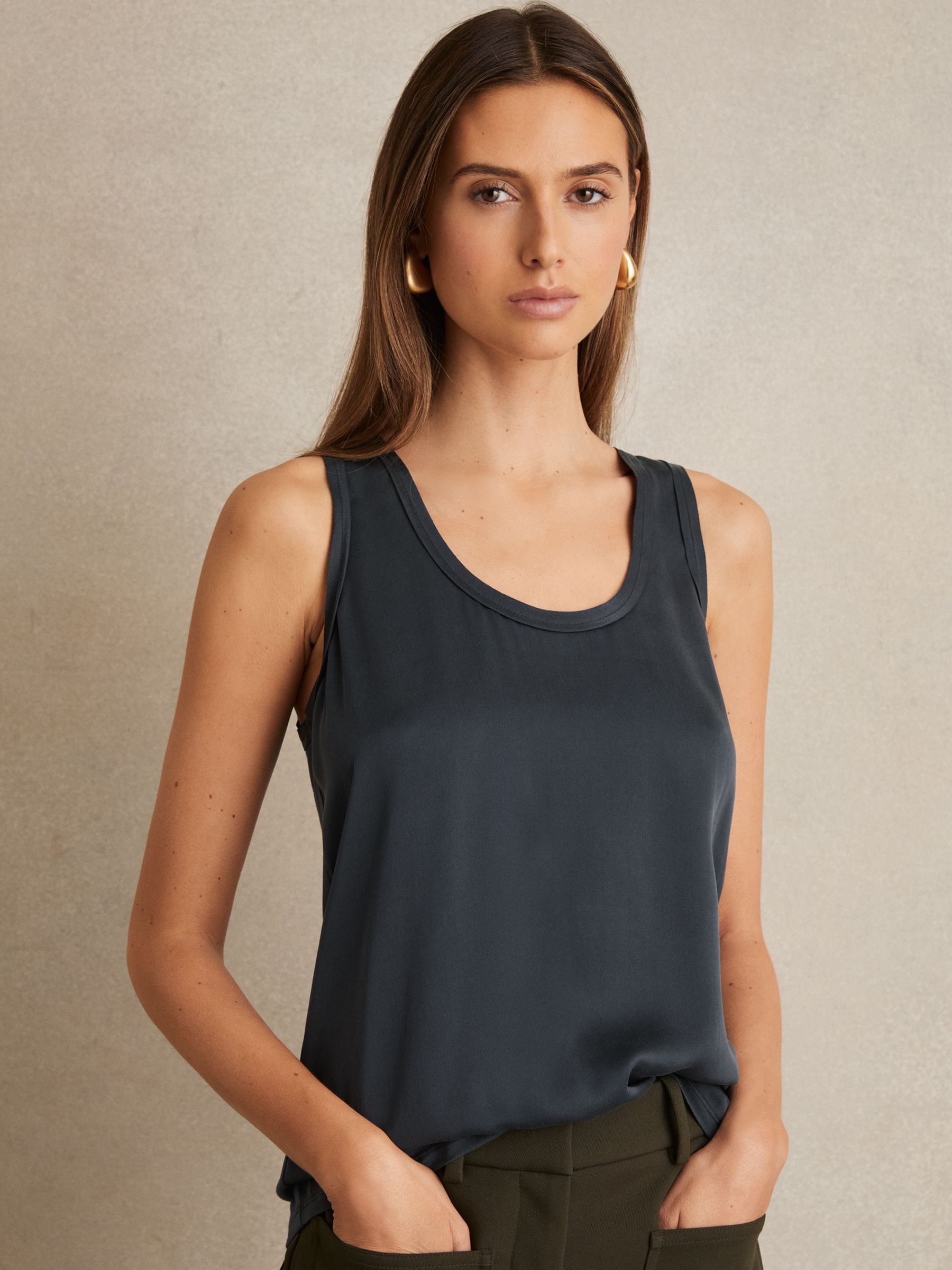 Silk Front Vest in Navy (U19727) | US$140